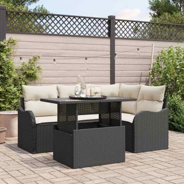 vidaXL Set de canapele pentru grădină 5 pcs Negru 100 x 55 x 73 cm