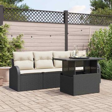 vidaXL Set de canapele pentru grădină 5 pcs Negru 100 x 55 x 73 cm