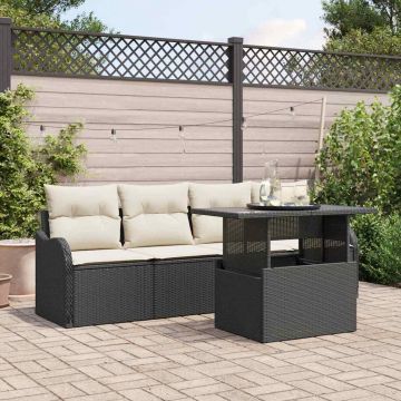 vidaXL Set de canapele pentru grădină 5 pcs Negru 100 x 55 x 73 cm