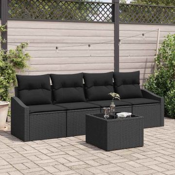 vidaXL Set de canapele pentru grădină 5 pcs Negru 55 x 55 x 37 cm