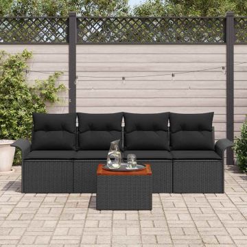 vidaXL Set de canapele pentru grădină 5 pcs Negru 55 x 55 x 37 cm