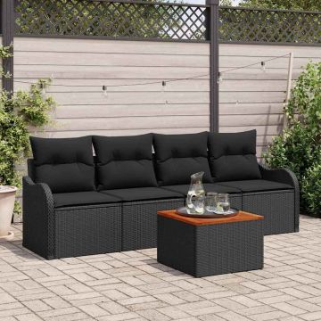 vidaXL Set de canapele pentru grădină 5 pcs Negru 55 x 55 x 37 cm