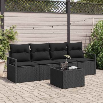 vidaXL Set de canapele pentru grădină 5 pcs Negru 55 x 55 x 37 cm