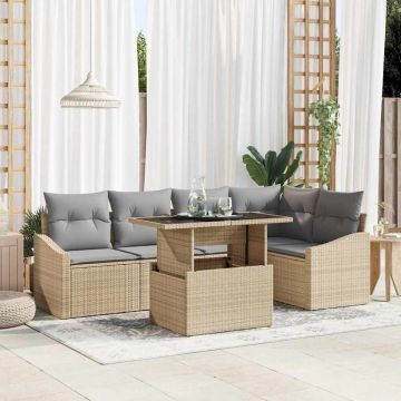 vidaXL Set de canapele pentru grădină 6 pcs Beige și gri deschis