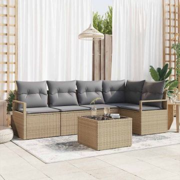vidaXL Set de canapele pentru grădină 6 pcs Beige și gri deschis