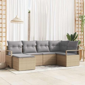 vidaXL Set de canapele pentru grădină 6 pcs Beige și gri deschis