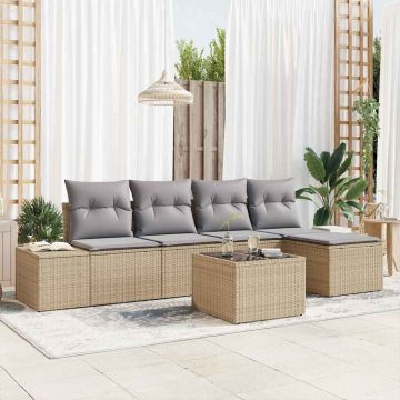 vidaXL Set de canapele pentru grădină 6 pcs Beige și gri deschis