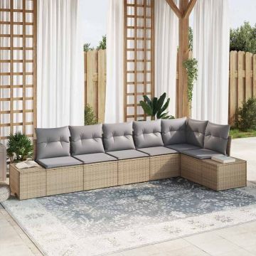 vidaXL Set de canapele pentru grădină 6 pcs Beige și gri deschis