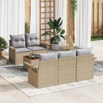 vidaXL Set de canapele pentru grădină 6 pcs Beige și gri deschis