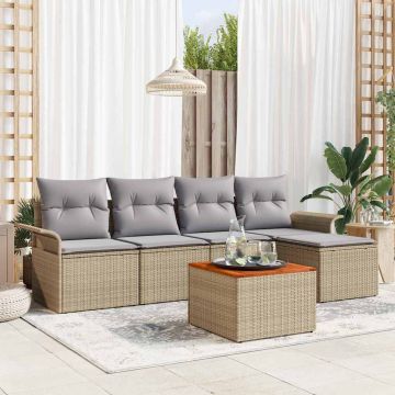 vidaXL Set de canapele pentru grădină 6 pcs Beige și gri deschis