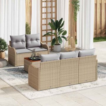 vidaXL Set de canapele pentru grădină 6 pcs Beige și gri deschis