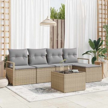 vidaXL Set de canapele pentru grădină 6 pcs Beige și gri deschis
