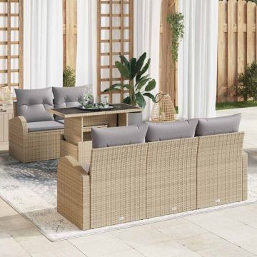 vidaXL Set de canapele pentru grădină 6 pcs Bej 100 x 55 x 73 cm