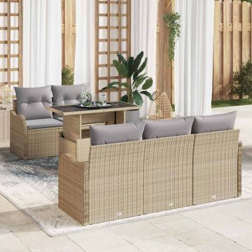 vidaXL Set de canapele pentru grădină 6 pcs Bej 100 x 55 x 73 cm