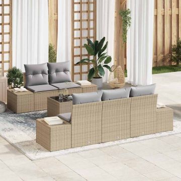 vidaXL Set de canapele pentru grădină 6 pcs Bej și gri 55 x 55 x 37 cm