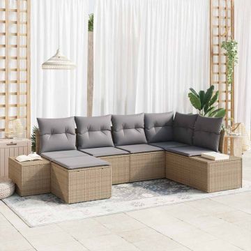 vidaXL Set de canapele pentru grădină 6 pcs bej și gri deschis