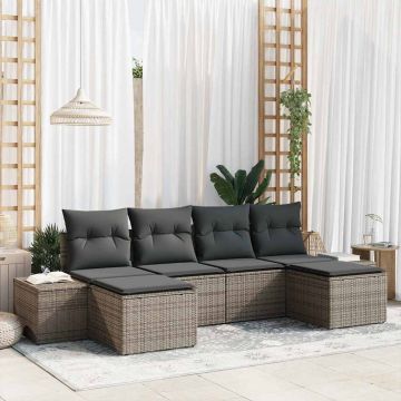 vidaXL Set de canapele pentru grădină 6 pcs Gri 184 x 62 x 85 cm
