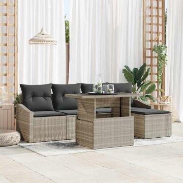 vidaXL Set de canapele pentru grădină 6 pcs Gri deschis și gri închis