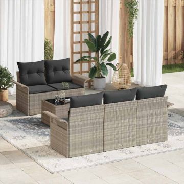 vidaXL Set de canapele pentru grădină 6 pcs Gri deschis și gri închis
