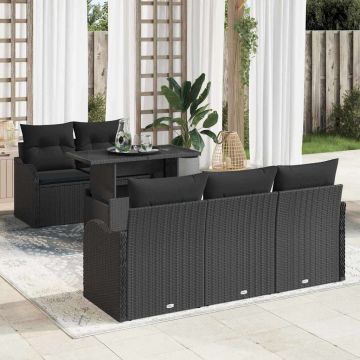 vidaXL Set de canapele pentru grădină 6 pcs Negru 100 x 55 x 73 cm