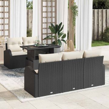 vidaXL Set de canapele pentru grădină 6 pcs Negru 100 x 55 x 73 cm