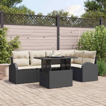 vidaXL Set de canapele pentru grădină 6 pcs Negru 100 x 55 x 73 cm