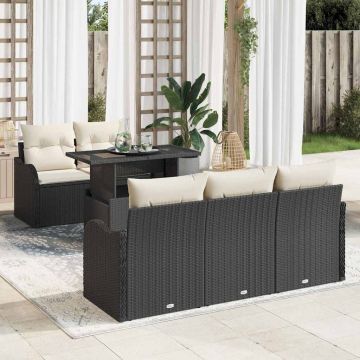 vidaXL Set de canapele pentru grădină 6 pcs Negru 100 x 55 x 73 cm