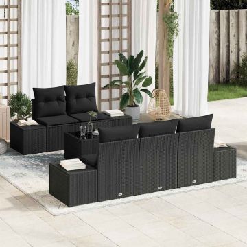 vidaXL Set de canapele pentru grădină 6 pcs Negru 55 x 55 x 37 cm