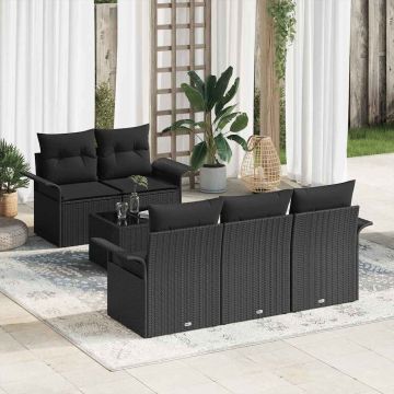 vidaXL Set de canapele pentru grădină 6 pcs Negru 55 x 55 x 37 cm