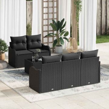 vidaXL Set de canapele pentru grădină 6 pcs Negru 55 x 55 x 37 cm