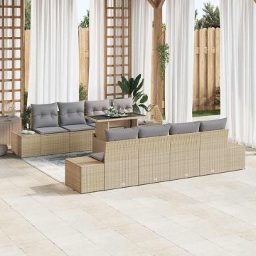 vidaXL Set de canapele pentru grădină 7 pcs Beige și gri deschis