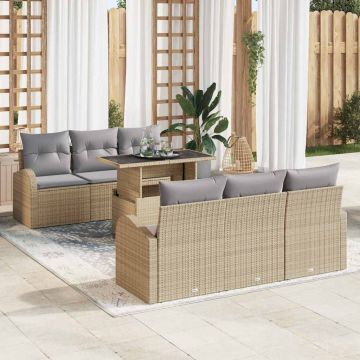 vidaXL Set de canapele pentru grădină 7 pcs Bej 100 x 55 x 73 cm