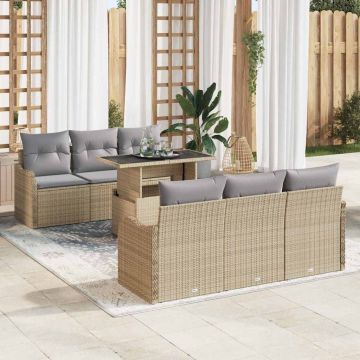 vidaXL Set de canapele pentru grădină 7 pcs Bej 100 x 55 x 73 cm