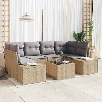vidaXL Set de canapele pentru grădină 7 pcs Bej și gri 55 x 55 x 37 cm
