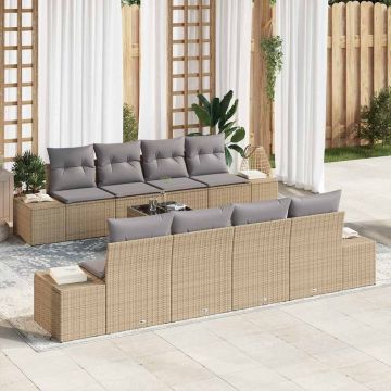 vidaXL Set de canapele pentru grădină 7 pcs Bej și gri 55 x 55 x 37 cm