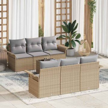 vidaXL Set de canapele pentru grădină 7 pcs Bej și gri 55 x 55 x 37 cm