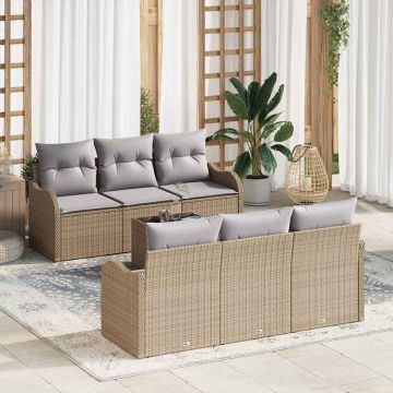 vidaXL Set de canapele pentru grădină 7 pcs Bej și gri 55 x 55 x 37 cm