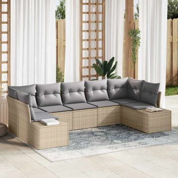 vidaXL Set de canapele pentru grădină 7 pcs bej și gri deschis