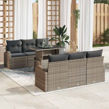 vidaXL Set de canapele pentru grădină 7 pcs Gri 100 x 55 x 73 cm