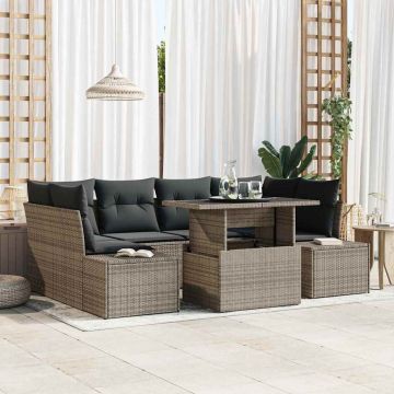 vidaXL Set de canapele pentru grădină 7 pcs Gri 100 x 55 x 73 cm
