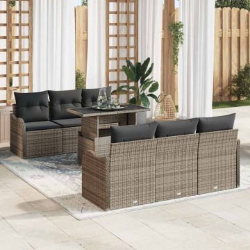 vidaXL Set de canapele pentru grădină 7 pcs Gri 100 x 55 x 73 cm