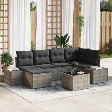 vidaXL Set de canapele pentru grădină 7 pcs Gri 264 x 154 x 85 cm