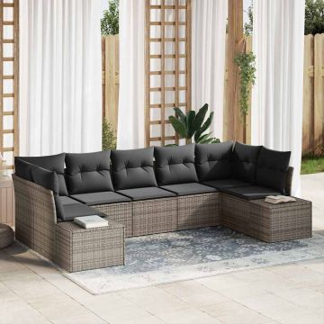 vidaXL Set de canapele pentru grădină 7 pcs Gri 289 x 154 x 85 cm