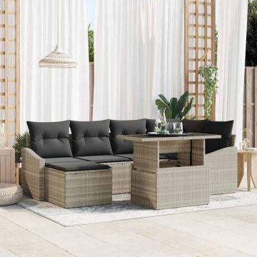 vidaXL Set de canapele pentru grădină 7 pcs Gri deschis și gri închis