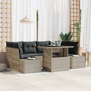 vidaXL Set de canapele pentru grădină 7 pcs Gri deschis și gri închis