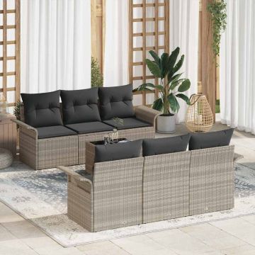vidaXL Set de canapele pentru grădină 7 pcs Gri deschis și gri închis