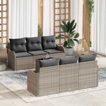 vidaXL Set de canapele pentru grădină 7 pcs Gri deschis și gri închis