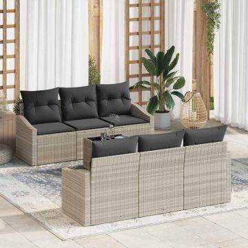 vidaXL Set de canapele pentru grădină 7 pcs Gri deschis și gri închis