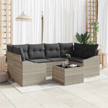 vidaXL Set de canapele pentru grădină 7 pcs Gri deschis și gri închis