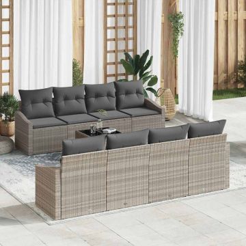 vidaXL Set de canapele pentru grădină 7 pcs Gri deschis și gri închis